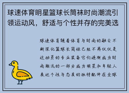 球速体育明星篮球长筒袜时尚潮流引领运动风，舒适与个性并存的完美选择 - 副本